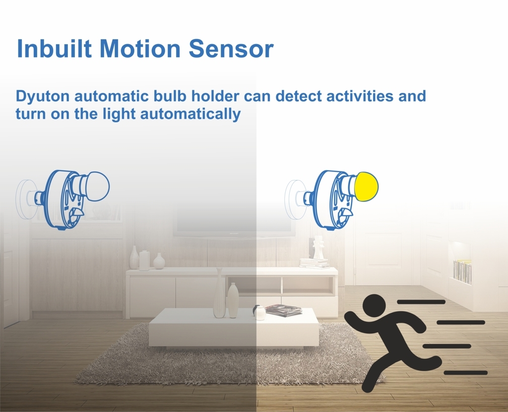 Dyuton Automatic bulb holder - make any bulb automatic, motion sensor 